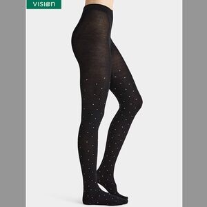 Black and white organic cotton polka dot tights made in Italy NWT